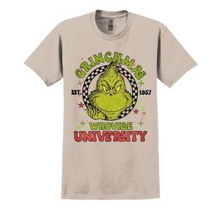 Grinchmas Whoville University Christmas Graphic T-Shirt unisex Large Gildan